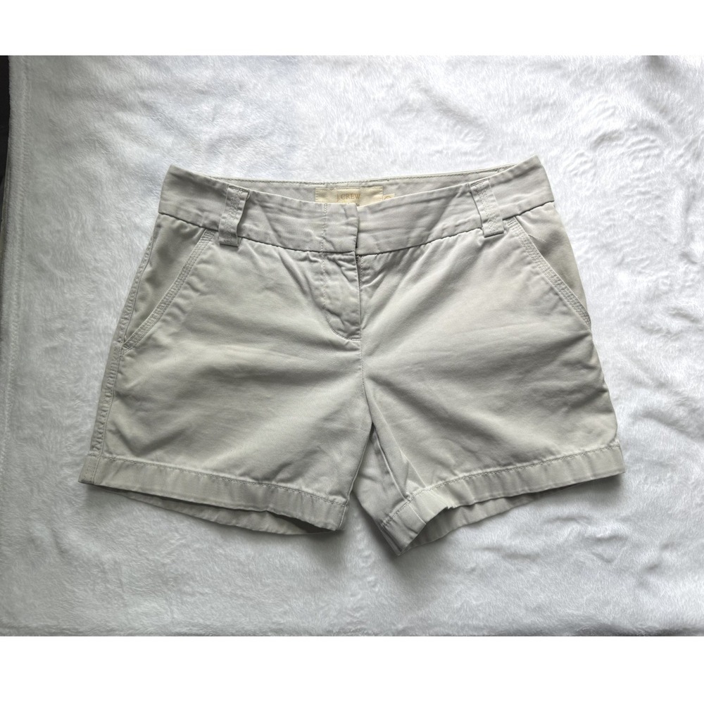 J. Crew Classic Twill Chino Shorts Womens 2 Beige City Fit Cotton Weathered